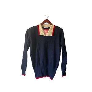 Vintage Nancy Heller 100% Cashmere Sailor Collar Sweater Sz medium